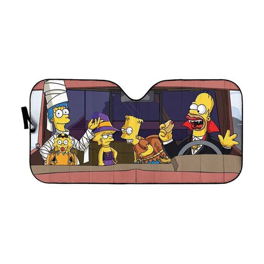 The Simpsons Halloween  Auto Sunshade | Simpsons Car Windshield | 80s Sitcom Car Protector