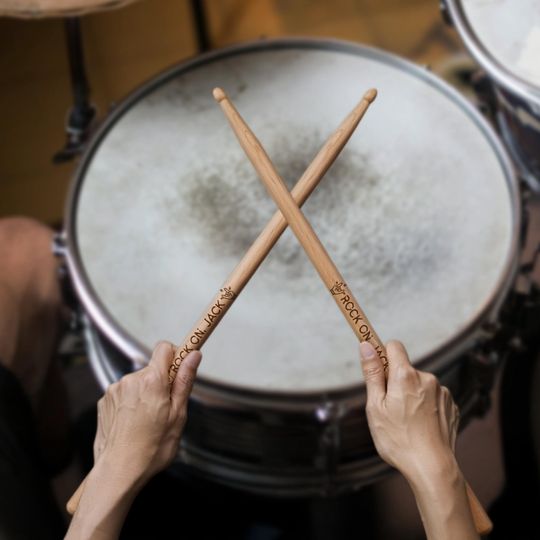 Personalised Drumsticks Pair with Engraved Leatherette Pouch, Drummer Gift for Jazz, Rock, Musician, Dad, Couple, Christmas