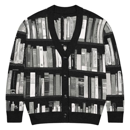 Book Cardigan Sweater Book Lover Gift Idea for Readers, Button Up Knit Sweater