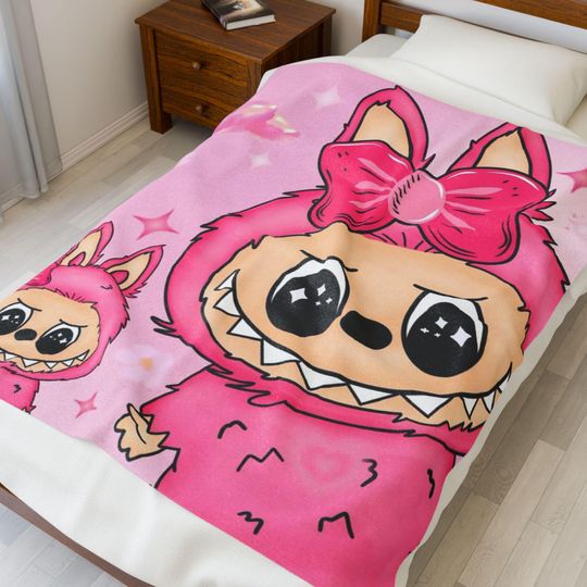 Labubu Design Fleece Blanket
