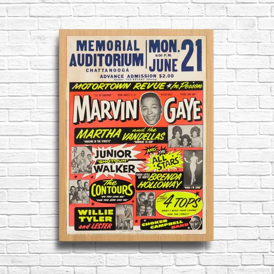 MARVIN GAYE Concert Print Vintage Music Poster