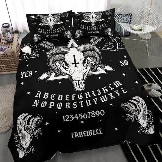 Gothic Bedding Set - Baphomet Ouija Board, Halloween Bedding Set