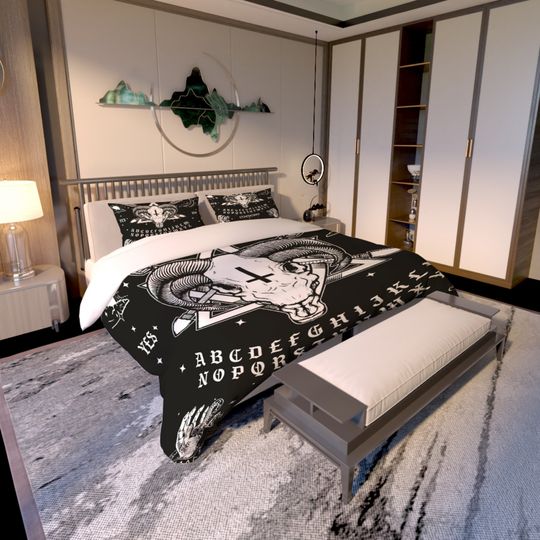 Gothic Bedding Set - Baphomet Ouija Board, Halloween Bedding Set