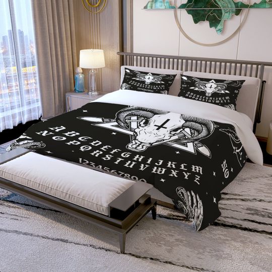 Gothic Bedding Set - Baphomet Ouija Board, Halloween Bedding Set