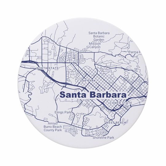 Santa Barbara CA Map Ceramic Coasters - Absorbent California Decor Gift