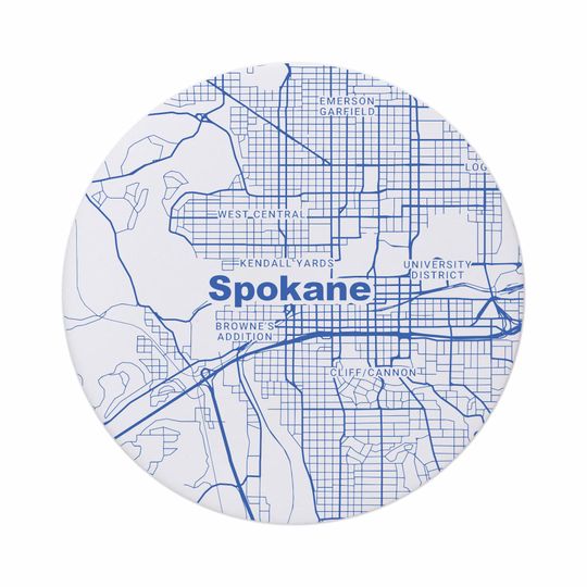 Spokane WA Map Ceramic Coasters - Washington Home Decor, Absorbent Ceramic Coasters