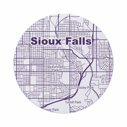 Sioux Falls SD Map Ceramic Coasters South Dakota Gift Absorbent Drink Coasters