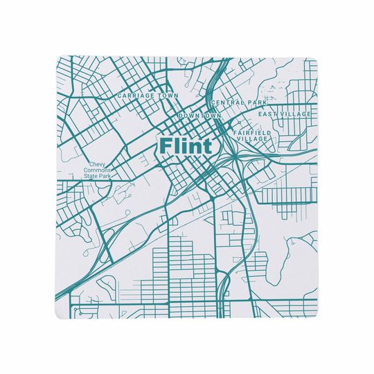 Flint MI Ceramic Coaster Set, Michigan Home Decor and Travel Keepsake