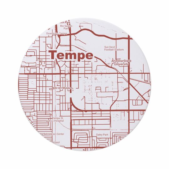 Tempe AZ Map Ceramic Coasters - Arizonna Decor and Gift