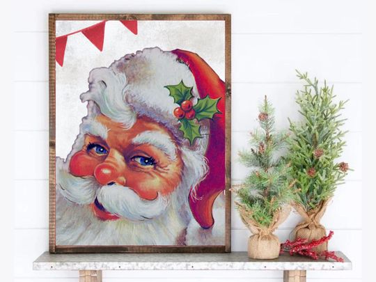 Santa Clause Print, Christmas Wall Art, Christmas Printable, Vintage Santa Print poster
