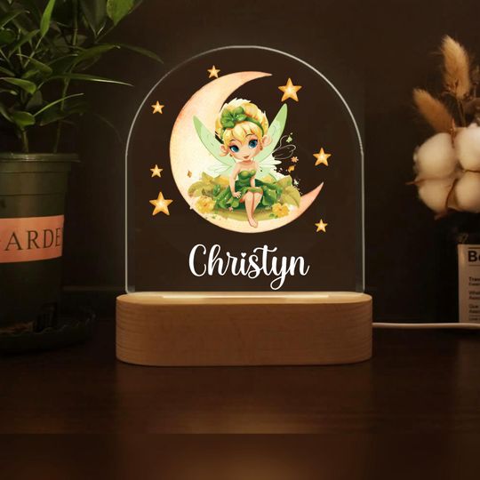 Personalized Tinker Bell Night Light: Nursery Decor Lamp