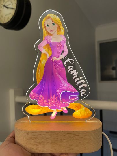 Personalized Rapunzel Night Light: Engraved Nursery Decor