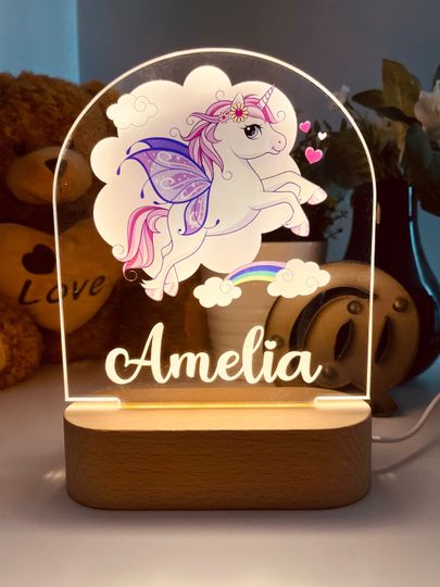 Personalized Baby Unicorn Night Light: Nursery Decor