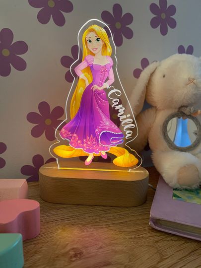 Personalized Rapunzel Night Light: Engraved Nursery Decor