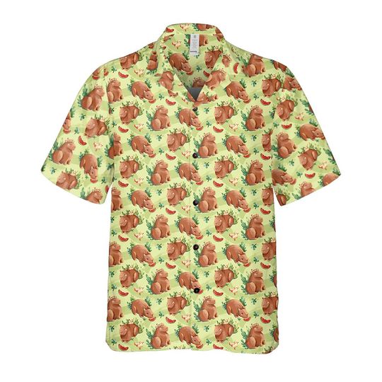 Cute Capybara Hawaiian Shirt, Chill Guy Meme Button Up Shirt