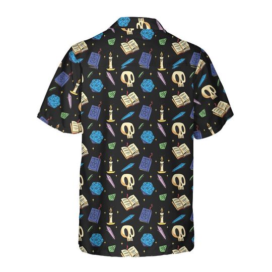 Dungeon Master Hawaiian Shirt: DnD Dice, Skulls, Books