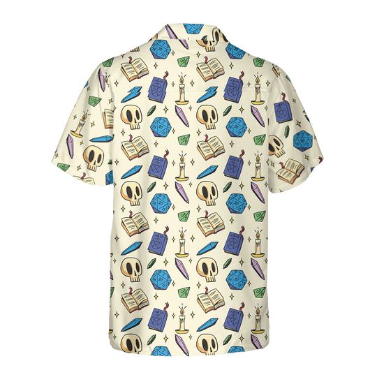 Dungeon Master Hawaiian Shirt: DnD Dice, Skulls, Books