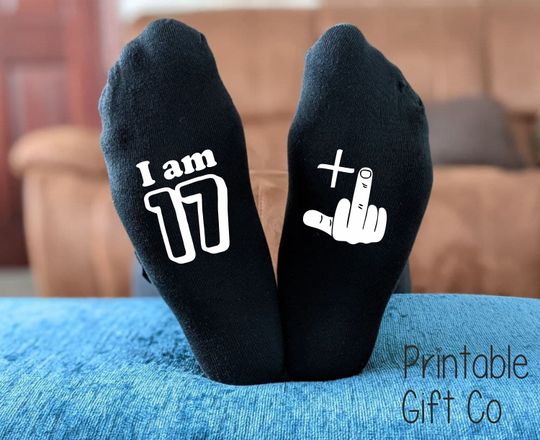 Funny 50th Birthday Socks: 49 + 1 Rude Middle Finger Novelty Gift