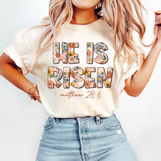 He is Risen Shirt, Christian Easter Gift, Boho Christian Shirt