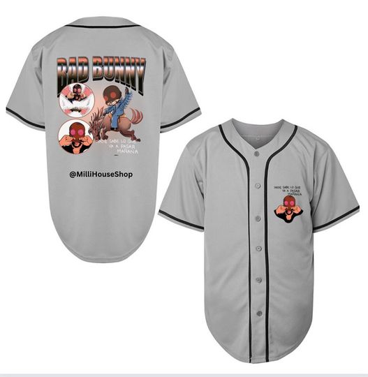 Bad Bunny Jersey, Black Baseball Jersey