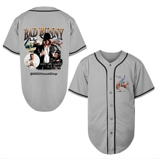 Bad Bunny Jersey, Black Baseball Jersey