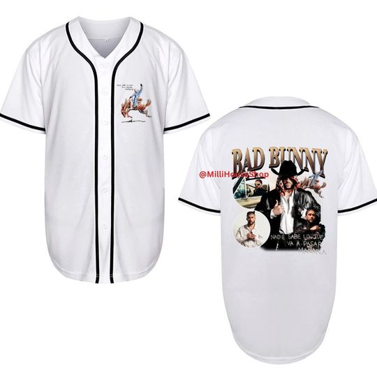 Bad Bunny Jersey, Black Baseball Jersey