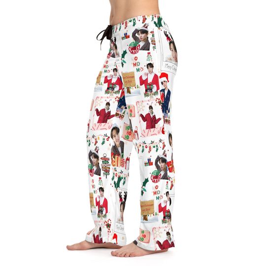 BTS Hobi Christmas Pajama Pants, Holiday kpop pajama pants