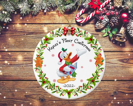 Personalized Donald Duck Christmas Ornaments, Disney Baby's First Christmas Ornament