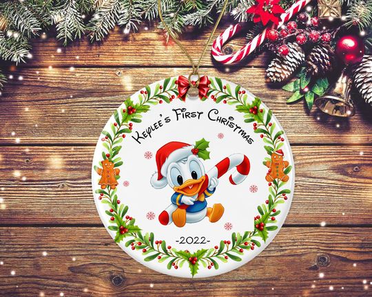 Personalized Donald Duck Christmas Ornaments, Disney Baby's First Christmas Ornament