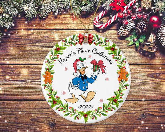 Personalized Donald Duck Christmas Ornaments, Disney Baby's First Christmas Ornament