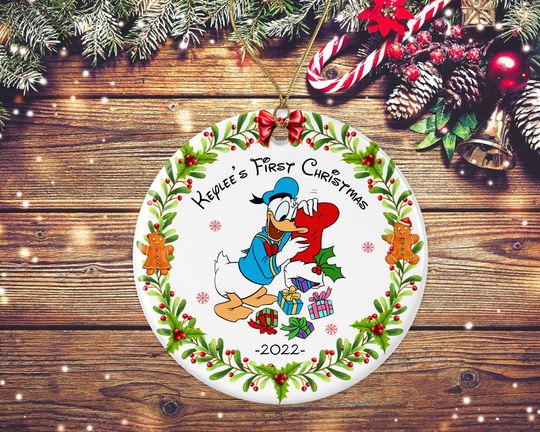 Personalized Donald Duck Christmas Ornaments, Disney Baby's First Christmas Ornament
