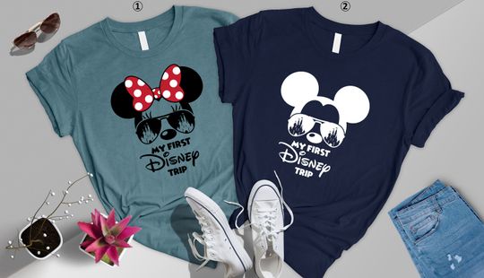 Mickey Aviator Shirt, Minnie Sunglasses Shirts, My First  Disney Trip 2023 Shirt