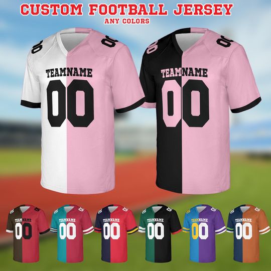 Custom Split Football Jersey, Custom Split Half Color Football Jersey