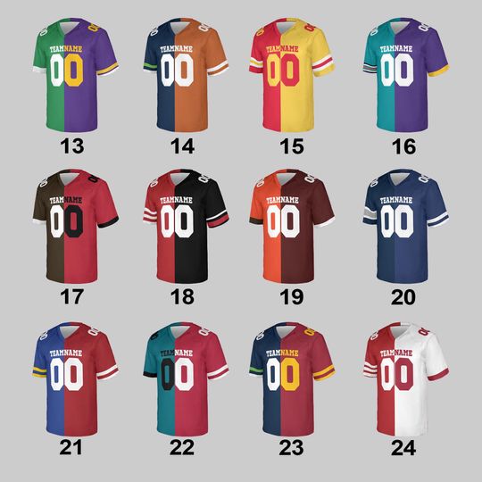 Custom Split Football Jersey, Custom Split Half Color Football Jersey