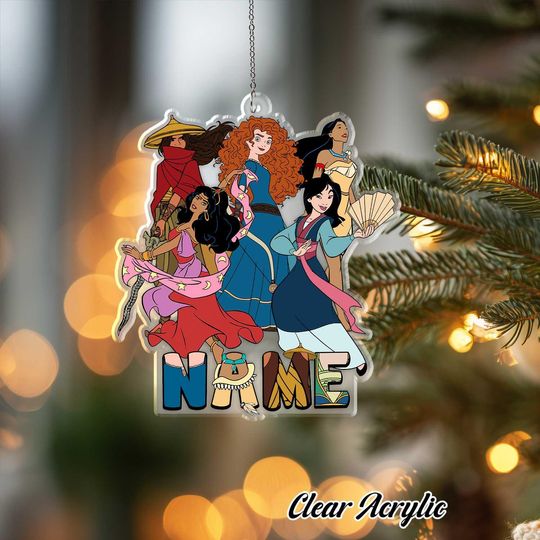 Princess Warrior Acrylic Ornament - Mulan, Merida, Pocahontas, Esmeralda, Raya Keepsake Decor, Gift, Girl Power Holiday Decoration