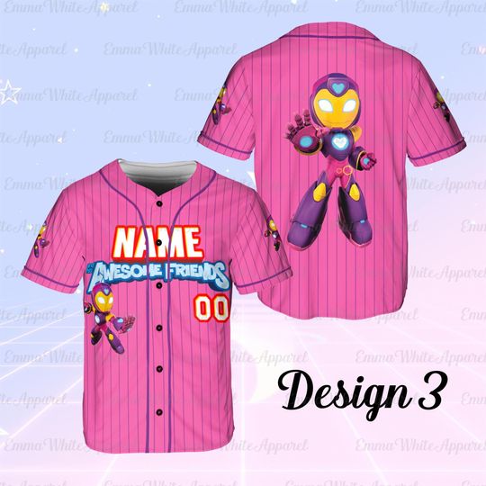 Marvel Iron Man Iron Heart Baseball Jersey with Friends, Custom Name Marvel Iron Heart Jersey