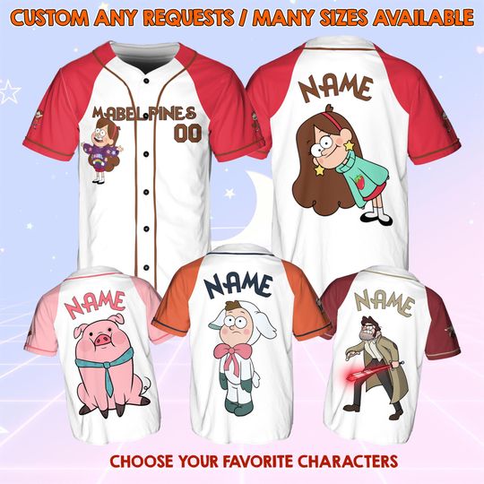 Personalized Name Gravity Falls Jersey, Disney Gravity Falls Characters Jersey, Custom Gravity Falls Baseball Jersey, Disney Team Outfit