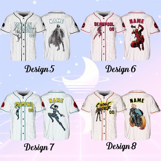 Marvel Anti Heroes Baseball Jersey, Marvel Deadpool Jersey, Marvel Red Hulk Jersey