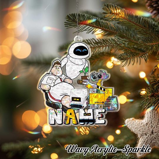 Wall-E and EVE Acrylic Ornament - Disney Pixar Robot Movie Wall Decor, Customizable Space Adventure Keepsake