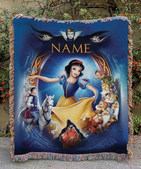 Disney Snow White Fleece Blanket with Dwarfs, Forest Magic Design