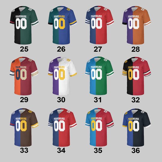 Custom Split Football Jersey, Custom Split Half Color Football Jersey