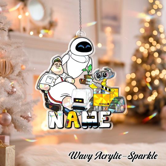 Wall-E and EVE Acrylic Ornament - Disney Pixar Robot Movie Wall Decor, Customizable Space Adventure Keepsake
