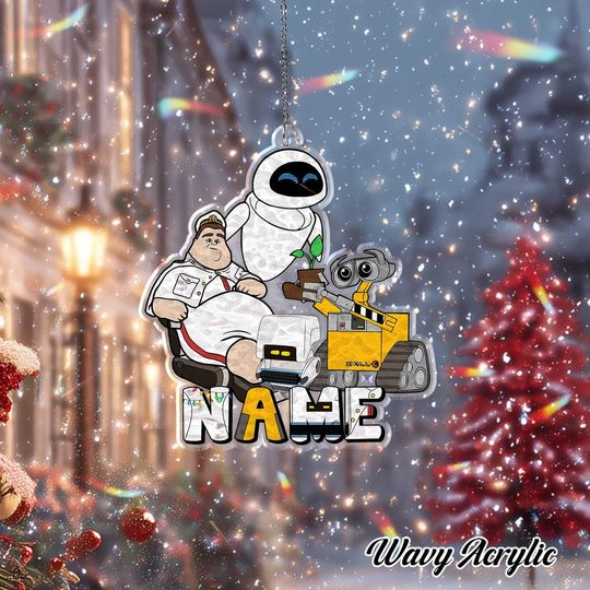 Wall-E and EVE Acrylic Ornament - Disney Pixar Robot Movie Wall Decor, Customizable Space Adventure Keepsake