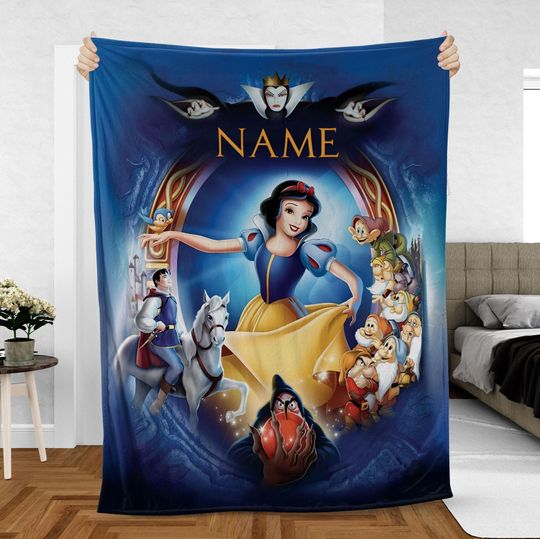Disney Snow White Fleece Blanket with Dwarfs, Forest Magic Design