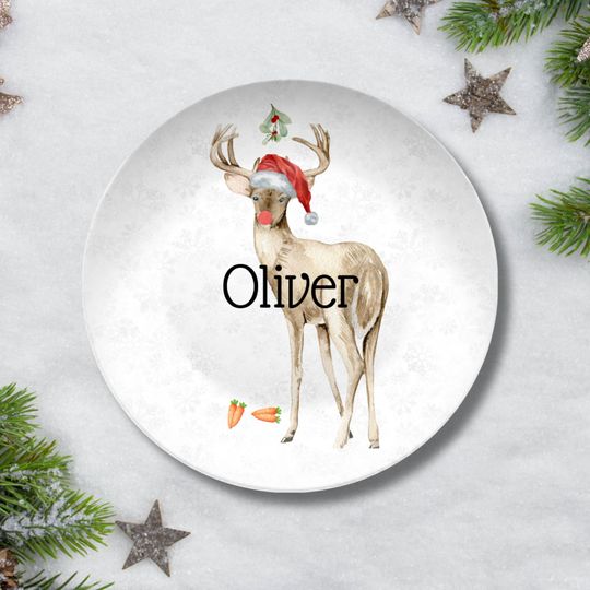 Personalized Santa Plate Christmas Platter Kid Christmas Eve Treat Board Santa Cookie Plate Custom Family Name Plate Santa Tray Made in USA
