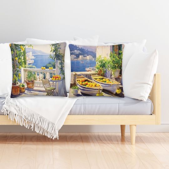 Watercolor Lemon Throw Pillows Abstract  Lemon pillow Citrus Print Pillow