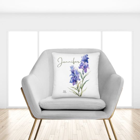 Customizable Birth Month Flower Pillows Custom  Name pillow Monogram Pillow