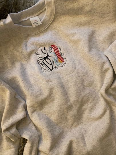 Jack and sally embroidered sweatshirt, skellington