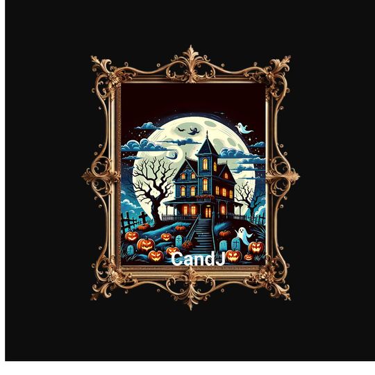 Halloween Haunted House Instant Download Printable Home Decor Spooky Ghost House