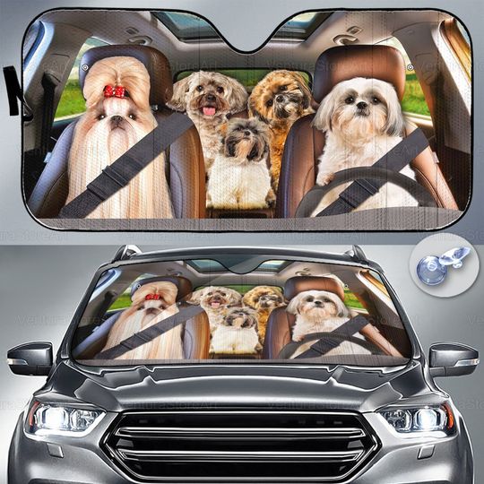 Shih Tzu Car Sunshade, Dog Car Decoration, Shih Tzu Lover, Auto Sun Shade
